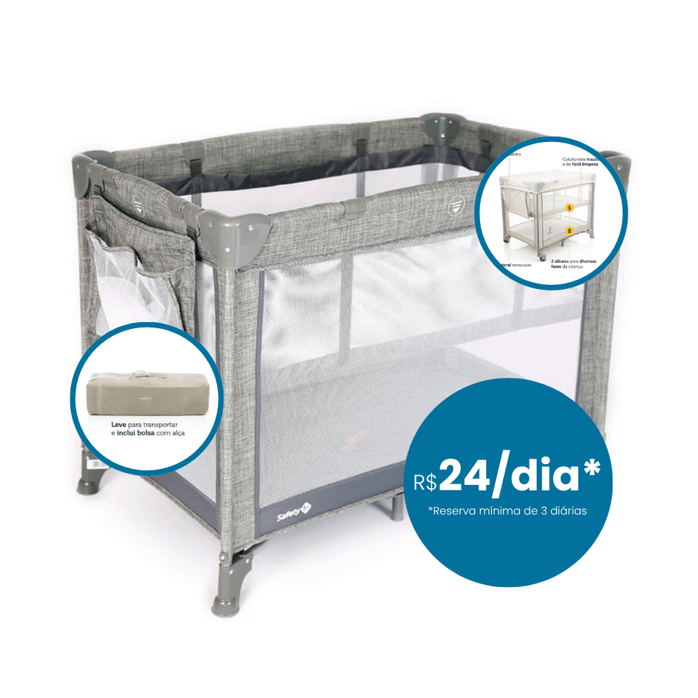Berço Mini Play Pop | Safety 1St (Cores: Cinza, Azul e Bege)