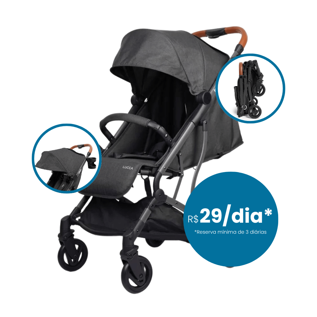 Carrinho de Bebê Lucca | Infanti (Cores: Preto e Cinza)